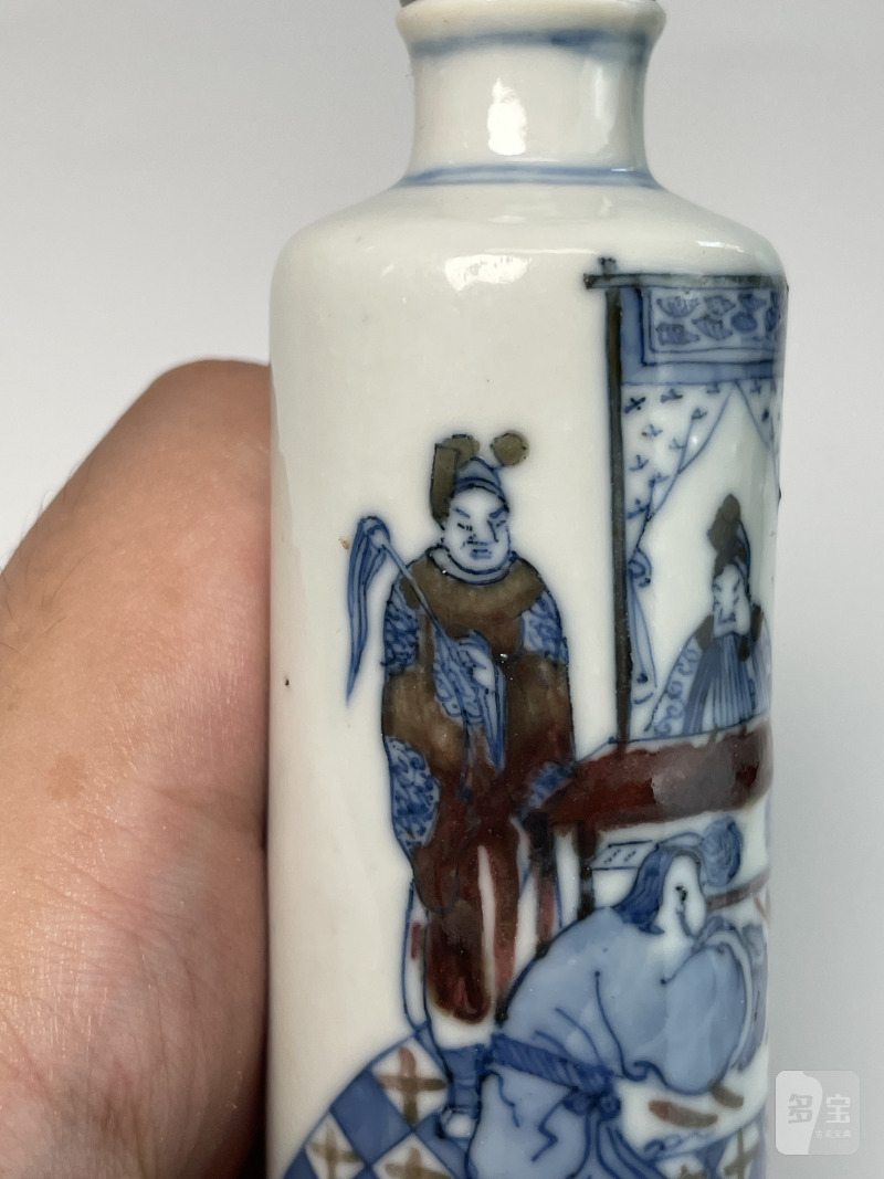清中期 青花釉里红包公审案鼻烟壶 - 图9